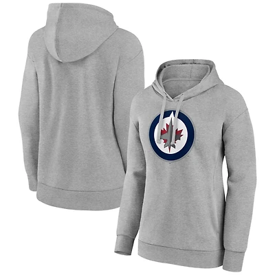 Women's Gray Winnipeg Jets Primary Logo Pullover Hoodie