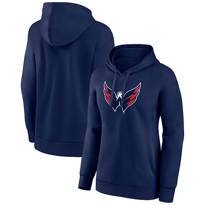 Women's Navy Washington Capitals Primary Logo Pullover Hoodie