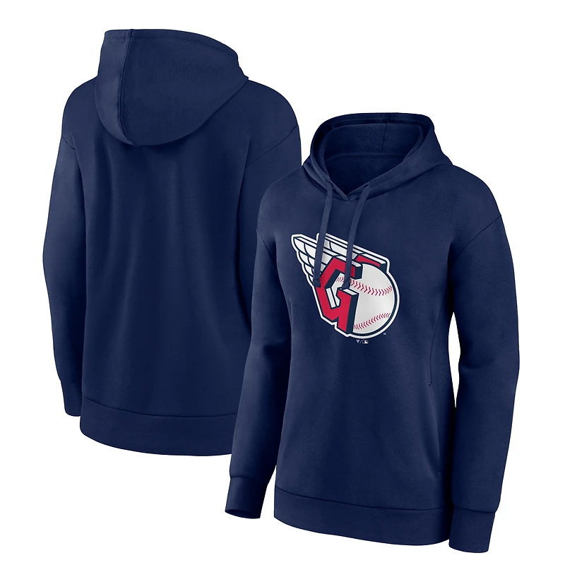 Women's Navy Cleveland Guardians Core Logo Pullover Hoodie