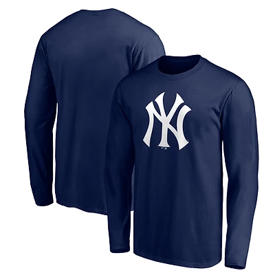 Men's Navy New York Yankees Official Team Logo Long Sleeve T-Shirt