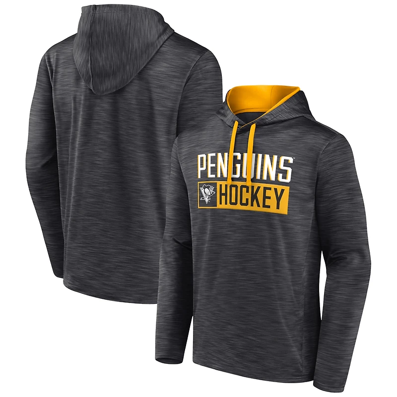 Men's Fanatics Heather Charcoal Pittsburgh Penguins Close Shave Pullover Hoodie