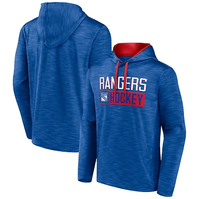Men's Fanatics Heather Blue New York Rangers Close Shave Pullover Hoodie