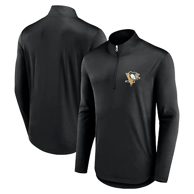 Men's Fanatics Black Pittsburgh Penguins Mock Neck Quarter-Zip Top