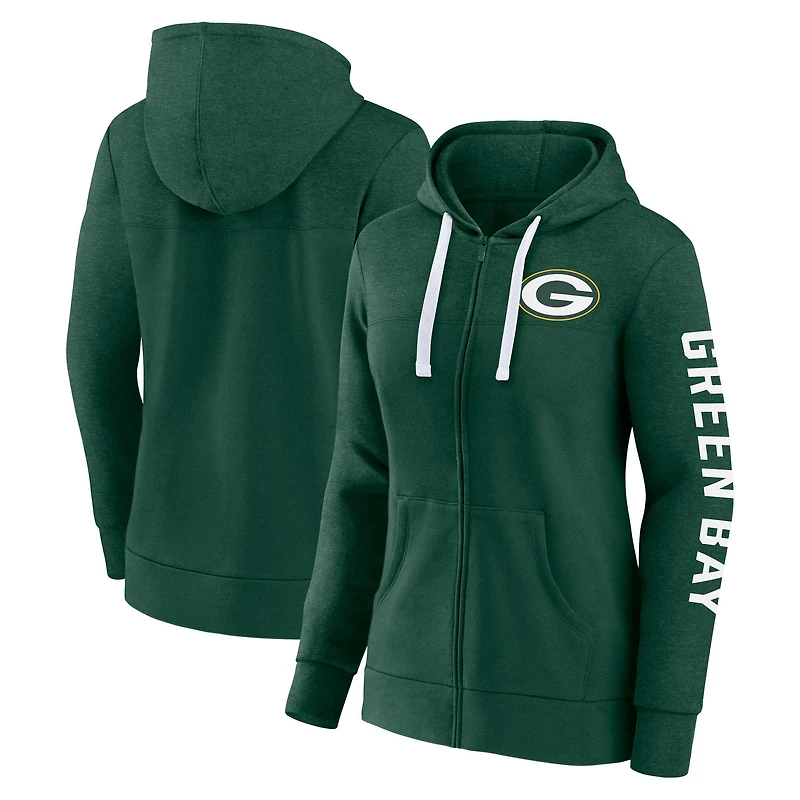 Women's Fanatics Green Green Bay Packers City Ties Full-Zip Hoodie