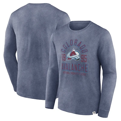 Men's Fanatics Heather Navy Colorado Avalanche Keep The Zone Long Sleeve T-Shirt