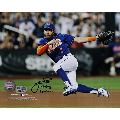 Jeff McNeil New York Mets Autographed 8" x 10" Jump Throw Photograph with "Flying Squirrel" Inscription
