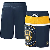Men's G-III Sports by Carl Banks Navy Milwaukee Brewers Sea Wind Swim Shorts