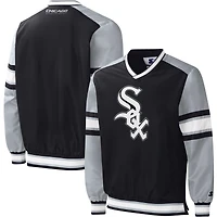 Men's Starter Black Chicago White Sox Yardline V-Neck Pullover Windbreaker
