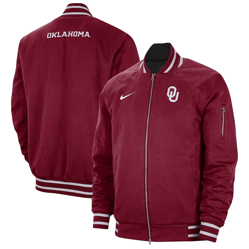 Men's Nike Crimson Oklahoma Sooners Full-Zip Bomber Jacket