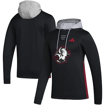 Men's adidas Black Buffalo Sabres Refresh Skate Lace AEROREADY Pullover Hoodie