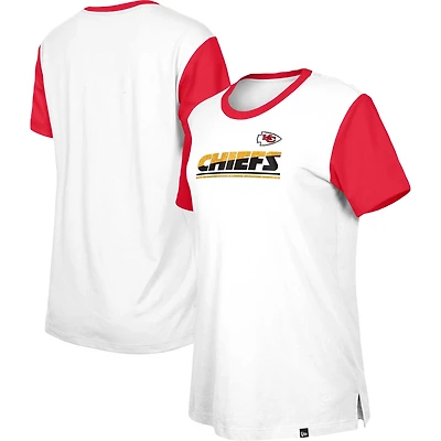 Women's New Era  White/Red Kansas City Chiefs Third Down Colorblock T-Shirt