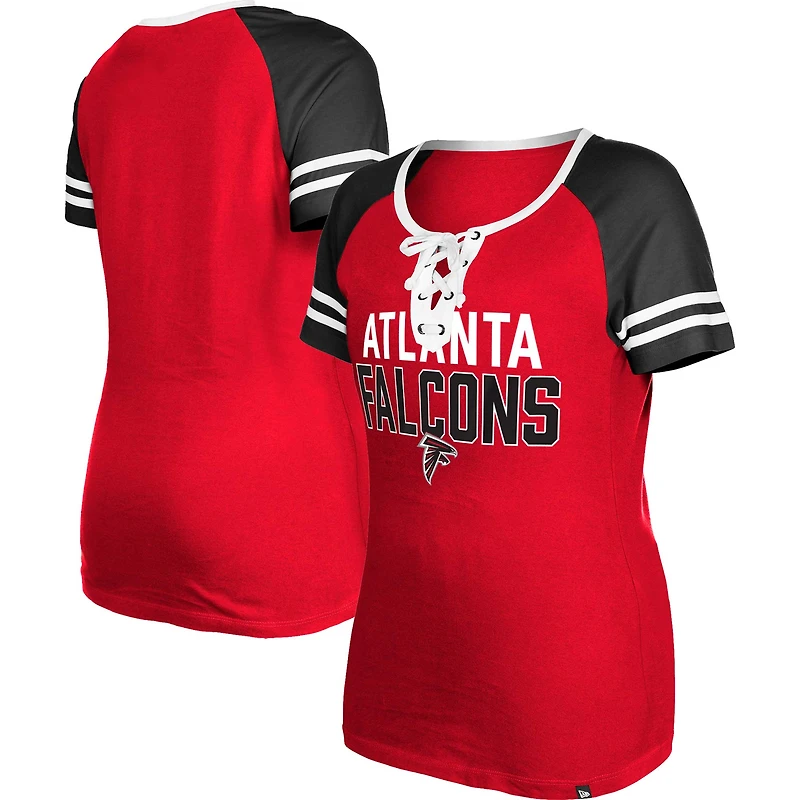 Women's New Era  Red Atlanta Falcons Raglan Lace-Up T-Shirt
