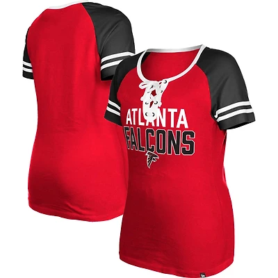 Women's New Era  Red Atlanta Falcons Raglan Lace-Up T-Shirt