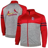 Men's Red/Heather Gray St. Louis Cardinals Big & Tall Raglan Full-Zip Track Jacket