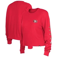 Women's New Era  Scarlet San Francisco 49ers Sport Night Thermal Long Sleeve Cropped T-Shirt