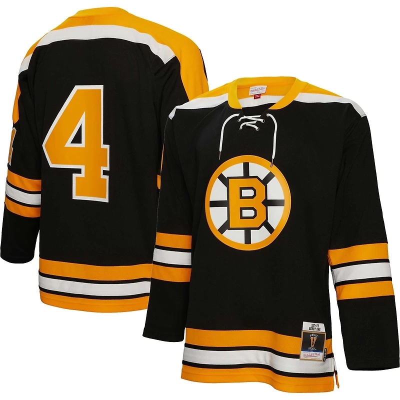 Men's Mitchell & Ness Bobby Orr Black Boston Bruins  1971/72 Blue Line Player Jersey