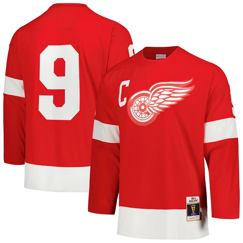 Men's Mitchell & Ness Gordie Howe Red Detroit Red Wings Captain Patch 1960/61 Blue Line Player Jersey