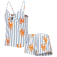Women's Concepts Sport White New York Mets Reel Allover Print Tank Top & Shorts Sleep Set