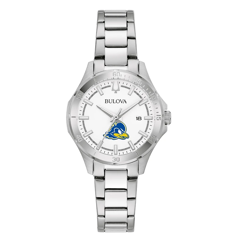 Women's Bulova Silver Delaware Fightin' Blue Hens Stainless Steel Classic Sport Watch