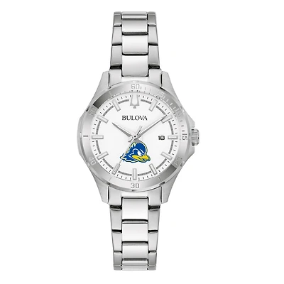 Women's Bulova Silver Delaware Fightin' Blue Hens Stainless Steel Classic Sport Watch