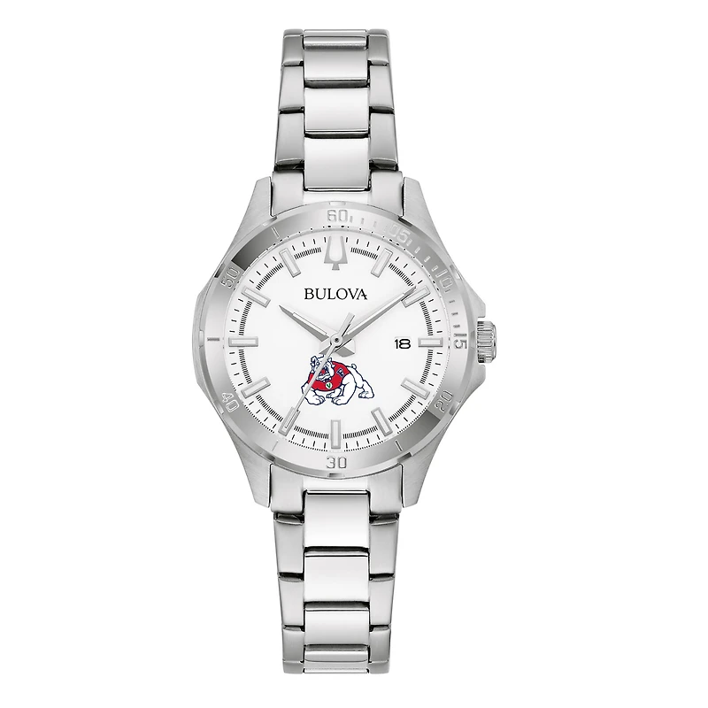 Women's Bulova Silver Fresno State Bulldogs Stainless Steel Classic Sport Watch