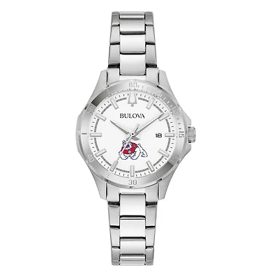 Women's Bulova Silver Fresno State Bulldogs Stainless Steel Classic Sport Watch