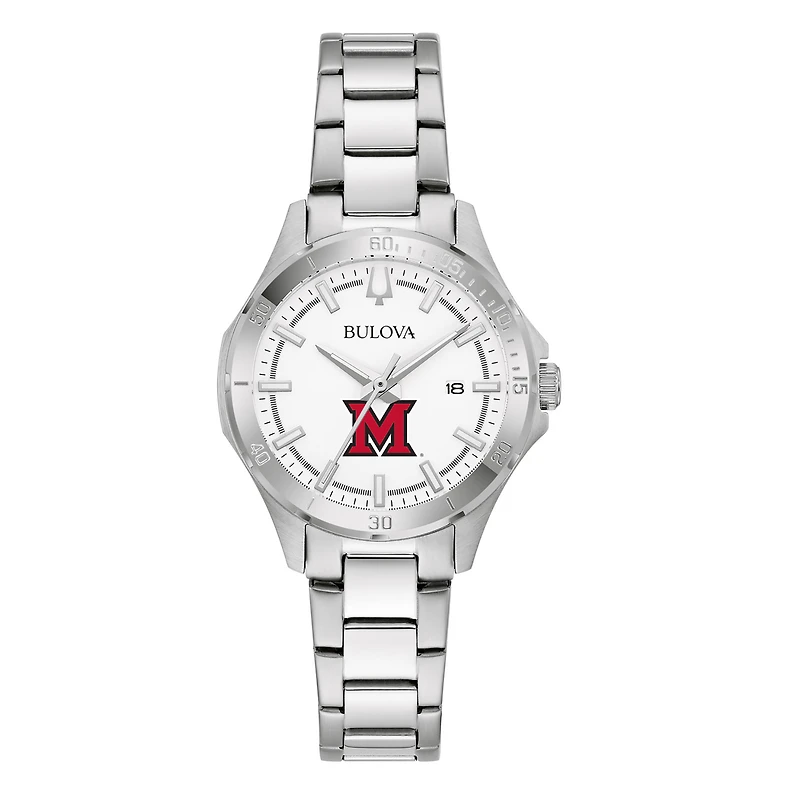 Women's Bulova Silver Miami University RedHawks Stainless Steel Classic Sport Watch