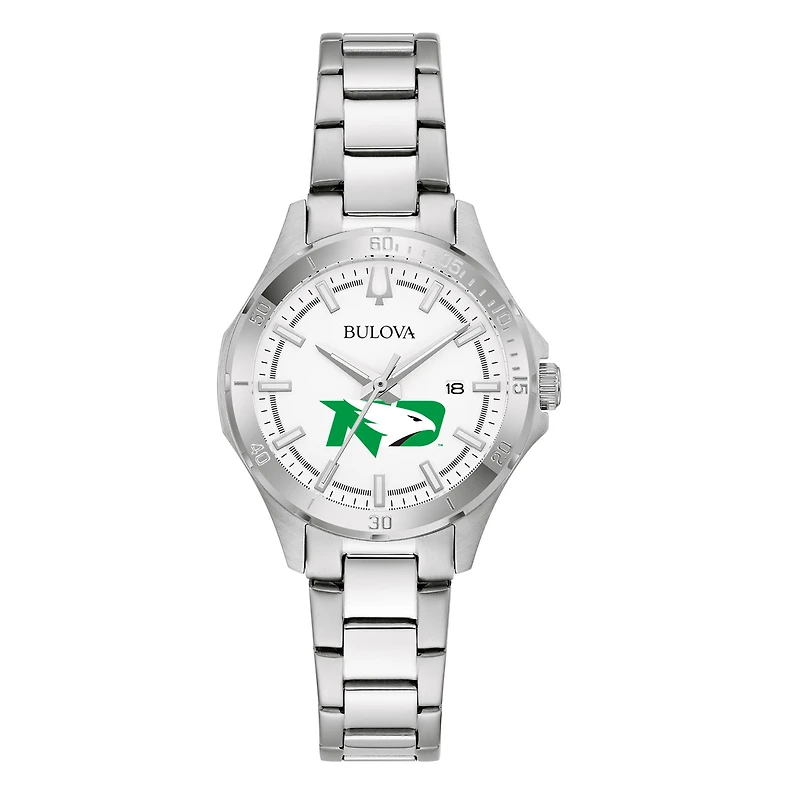 Women's Bulova Silver North Dakota Stainless Steel Classic Sport Watch