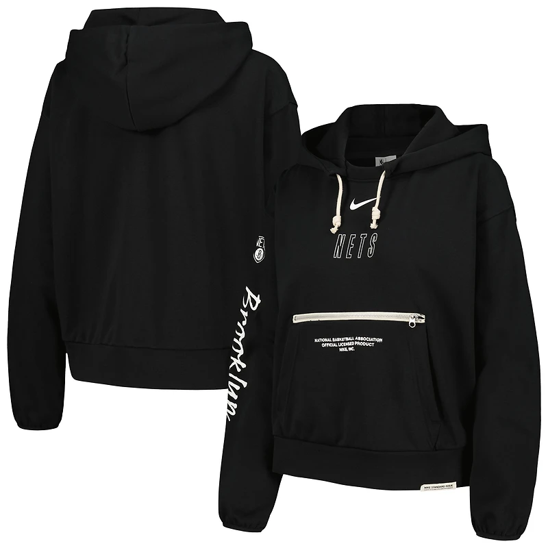 Women's Nike Black Brooklyn Nets Courtside Standard Issue Performance Pullover Hoodie