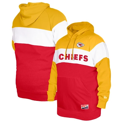 Men's New Era Red Kansas City Chiefs Big & Tall Current Colorblock Pullover Hoodie