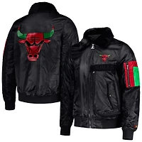 Men's Starter x Ty Mopkins Black Chicago Bulls Black History Month Satin Full-Zip Jacket