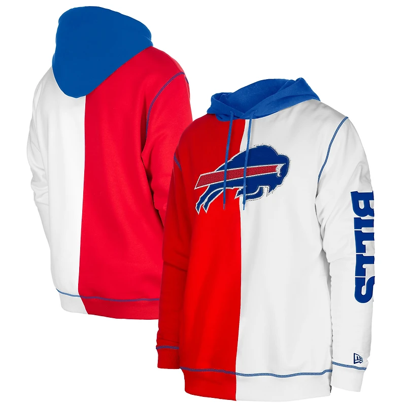 Men's New Era  Red/White Buffalo Bills Third Down Split Raglan Pullover Hoodie