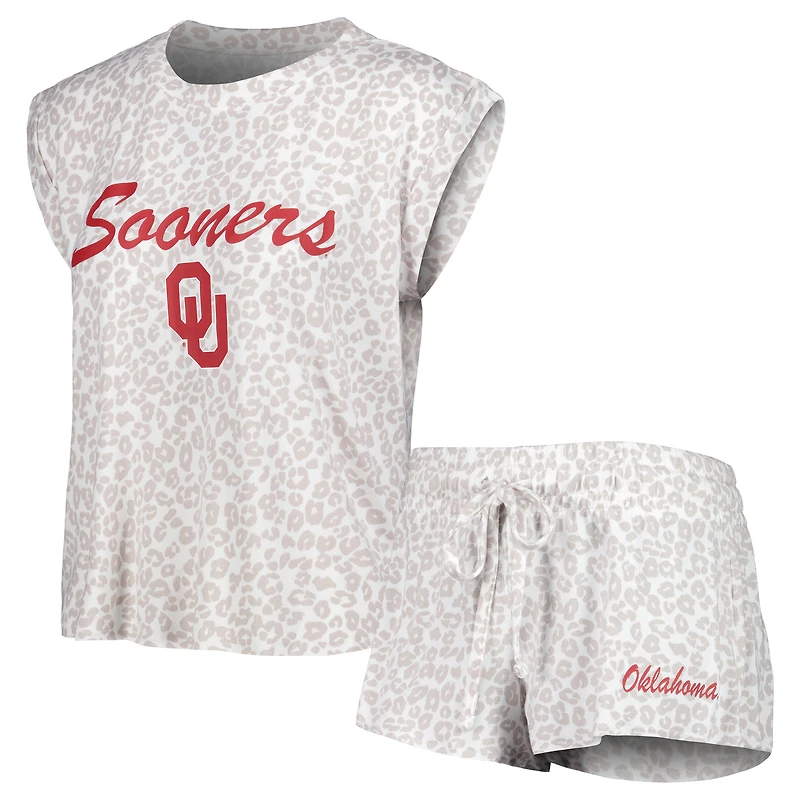 Women's Concepts Sport Cream Oklahoma Sooners Montana Top & Shorts Sleep Set