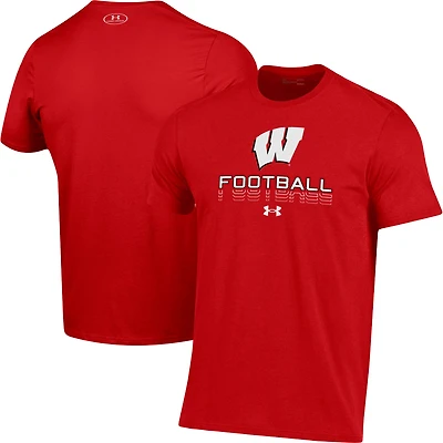 Men's Under Armour Red Wisconsin Badgers Football Fade Performance T-Shirt
