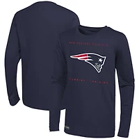 Men's Navy New England Patriots Side Drill Long Sleeve T-Shirt