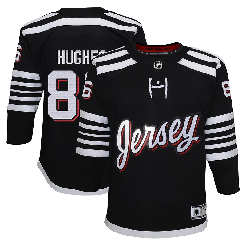 Youth Jack Hughes Black New Jersey Devils Alternate Premier Player Jersey