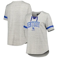 Women's Heather Gray Kentucky Wildcats Plus Size Lace-Up T-Shirt
