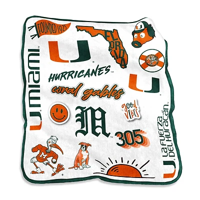 Miami Hurricanes 50'' x 60'' Native Raschel Plush Throw Blanket