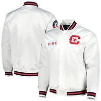 Men's Mitchell & Ness  White Chicago Fire City Full-Snap Satin Jacket