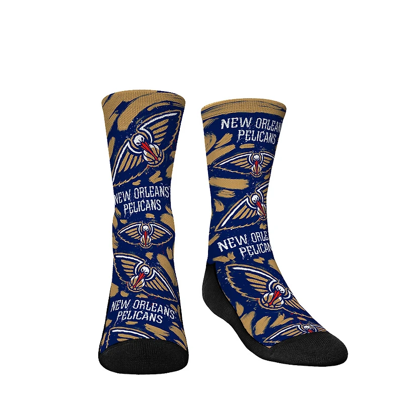 Youth Rock Em Socks New Orleans Pelicans Allover Logo & Paint Crew Socks