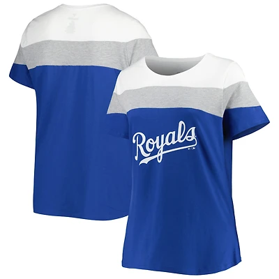 Women's White/Royal Kansas City Royals Plus Size Colorblock T-Shirt