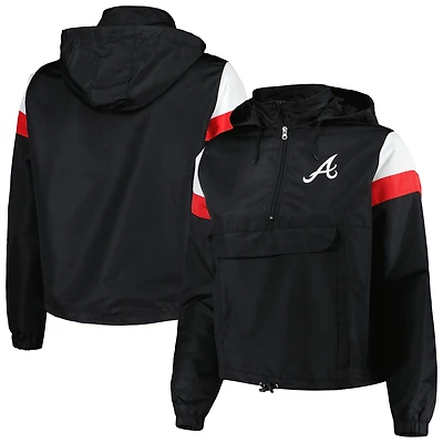 Women's Navy Atlanta Braves Plus Size Anorak Quarter-Zip Hoodie Jacket