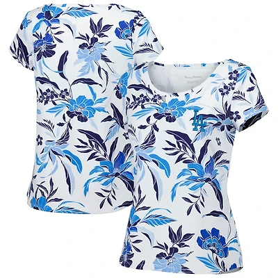 Women's Tommy Bahama  White Los Angeles Dodgers Aubrey Romantic Blooms IslandZone T-Shirt