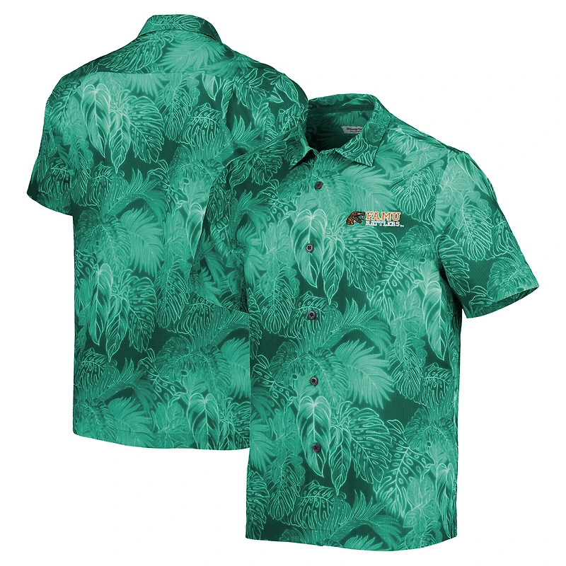 Men's Tommy Bahama Green Florida A&M Rattlers Bahama Coast Luminescent Frond Camp IslandZone Button-Up Shirt