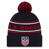 Men's New Era Navy USMNT Marquee Cuffed Knit Hat with Pom