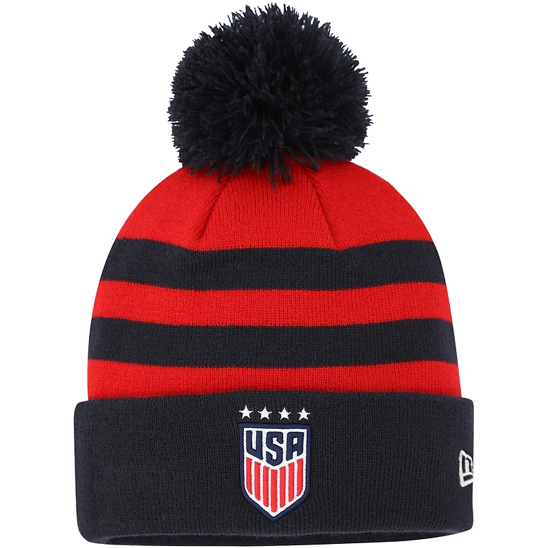 Men's New Era Red USWNT Team Cuffed Knit Hat with Pom