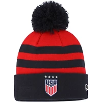 Men's New Era Red USWNT Team Cuffed Knit Hat with Pom