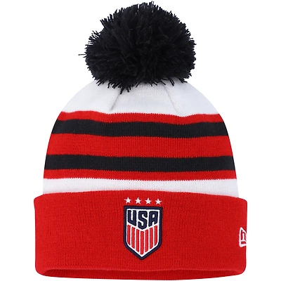 Men's New Era White USWNT Team Cuffed Knit Hat with Pom