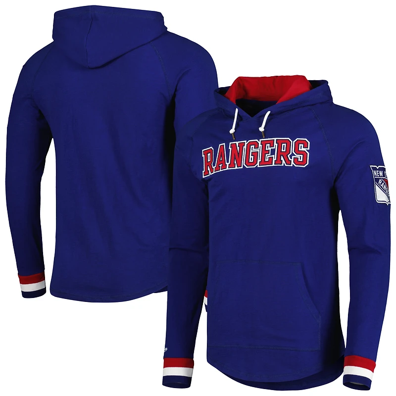 Men's Mitchell & Ness Blue New York Rangers Legendary Slub Hoodie Long Sleeve T-Shirt
