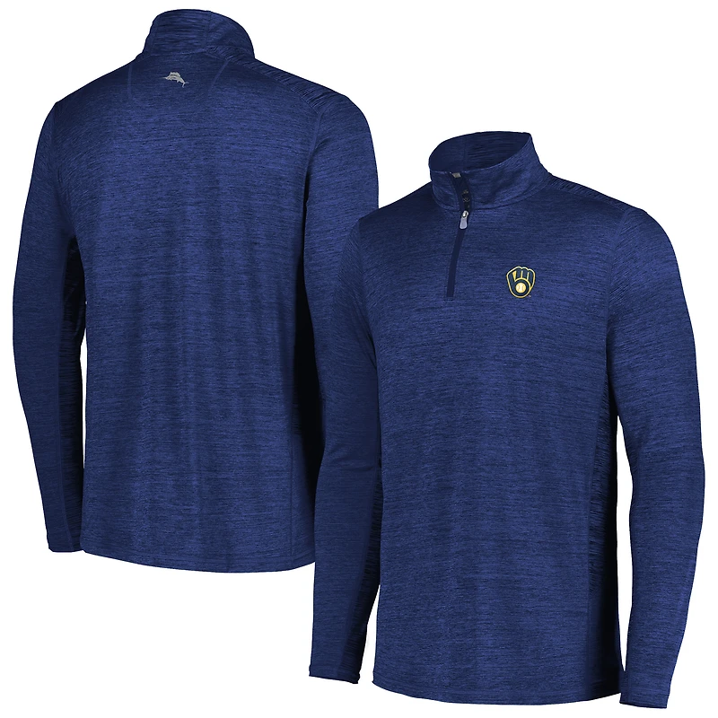 Men's Tommy Bahama Navy Milwaukee Brewers Delray IslandZone Half-Zip Top